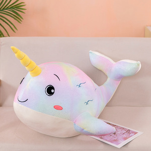 Adorable oreiller en peluche <span class=keywords><strong>baleine</strong></span> bleue avec motif à pois scintillants et broderie <span class=keywords><strong>de</strong></span> mouette, jouet animal marin doux pour <span class=keywords><strong>la</strong></span> décoration <span class=keywords><strong>de</strong></span> lit et canapé des enfants - Product Image 2
