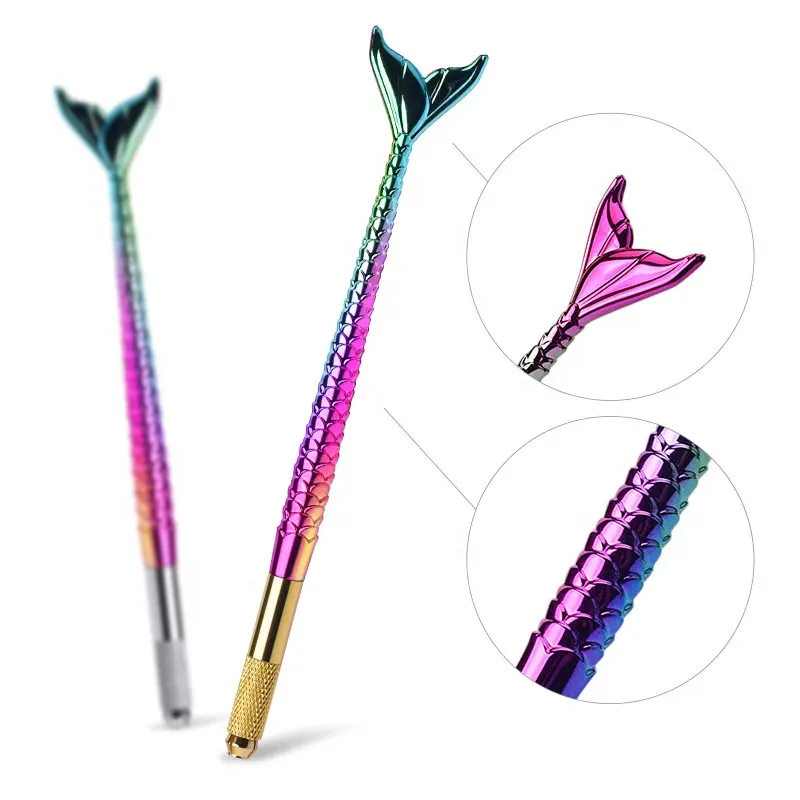 Rainbow Light Needle Blade Microshading Holder Handle Manual Permanent Makeup Eyebrow Tattoo Pen Microblading Supplies