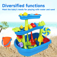 Table de jeu d'eau et de sable d'extérieur à 3 niveaux pour enfants, grande table d'activités aquatiques, jouet d'été pour la plage et le jardin (46 pièces)
