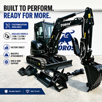 Mini-excavatrice TOROS, fabrication directe d'usine, CE EPA EURO 5, 1 tonne, 2 tonnes, 3,5 tonnes, avec moteur Kubota, garantie 1 an, pour travaux agricoles et de construction