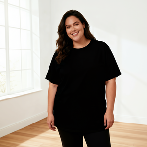 Camiseta de Algodón para Mujer Talla Grande, 180 g/m², Mangas Cortas, Cuello Redondo, Color Sólido, Impresión Digital, Diseño Personalizado - Product Image 2