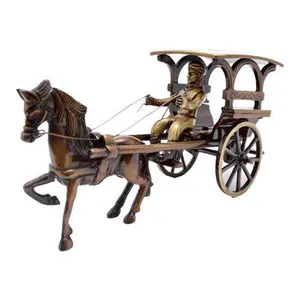 Décoration de jardin personnalisée, statue de cheval et chariot en bronze antique pour la décoration de la maison