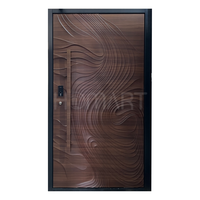 Porte d'entrée double en bois massif Sapele sur mesure, luxe, avec sculpture 3D ondulée, pour projet de villa
