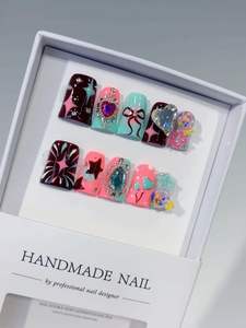 Uñas Postizas Acrílicas Hechas a Mano, Diseño <span class=keywords><strong>de</strong></span> Pato, 10 Piezas, Uñas <span class=keywords><strong>de</strong></span> Presión <span class=keywords><strong>para</strong></span> Niños, Modelo Cuadrado, Reutilizables, Aplicación en Dedos - Product Image 5