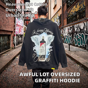 Sudadera con capucha y cremallera extragrande AWFUL LOT COUGH SYRUP, estilo retro, graffiti, streetwear, fabricante OEM - Product Image 2