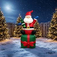 Père Noël avec boîte cadeau, logo gonflable, décoration de jardin pour les fêtes, résistant à l'eau, au vent, robuste, durable, écologique