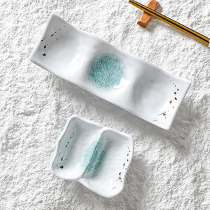 Irregular Shape Condiment Dish Double Compartment For Restaurant Soy <b>Sauce</b> Serving - Product Image 2