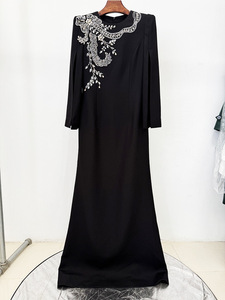 فستان سهرة فاخر مخصص A11606 مزين بالخرز والماس للنساء، فستان رسمي أنيق بأكمام طويلة لحفلات الزفاف والمناسبات - Product Image 4