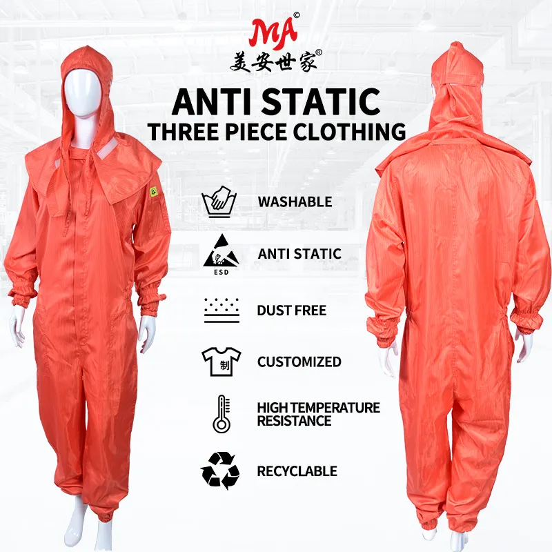 Coverall pakaian kerja wanita, jaket lab elektronik anti statis, jumpsuit antistatik ruang pembersih, pakaian esd pakaian bebas debu