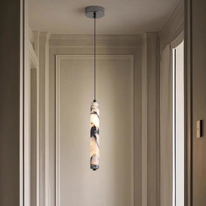 Lámpara Colgante Larga Estilo Mármol, LED E26, Luz Cálida, para Entrada de Casa, 4x28cm - Product Image 1
