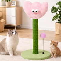 Poteau à gratter pour chat en velours en forme de fleur mignonne avec corde en sisal naturel, mini pilier à gratter en peluche pour appartement