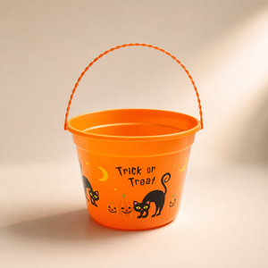 Secchiello per Caramelle a Forma di Zucca di Halloween con Manico, Accessori per Feste di Halloween, Personalizzabile con Logo - Product Image 1
