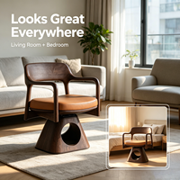 Lit pour chat en bois en gros 360 °   Chaise rotative pour animaux de compagnie avec coussin amovible et lavable, lit surélevé pour petits chiens et chats, utilisation intérieure à la maison
