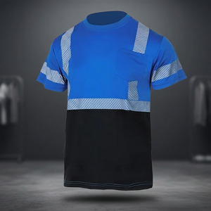 100% Polyester Anti-static Anti-UV Custom Short Sleeve TShirt <b>Construction</b> Work <b>Uniform</b> High Visibility Reflective Stripe Safety - Product Image 3