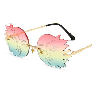 Chic sin montura gafas de sol 2020 de moda de señora poligonal sol <span class=keywords><strong>cara</strong></span> de <span class=keywords><strong>luna</strong></span> gafas de sol novedad partido divertido gafas - Product Image 1