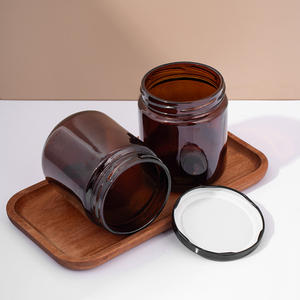 Pot à cornichons <span class=keywords><strong>de</strong></span> 450 ml, pot à confiture en verre vide rond à large ouverture, ambre, avec couvercles hermétiques - Product Image 6
