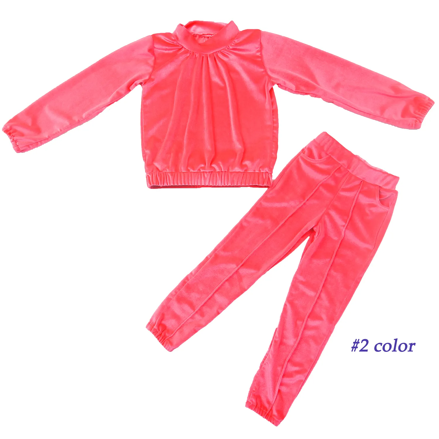 Wholesale children's clothing Little Girls Fashionable Fall Outfits Velvet Sets Kids Boutique Kids 2 pcs Teen Girl Clothing suit