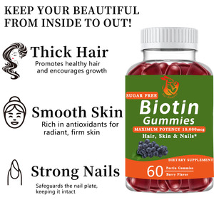 High Potency Skin Care Beauty Supplement Improve Skin Hydration Help Thick Hair <b>Biotin</b> <b>Gummies</b> with Sodium - Product Image 6