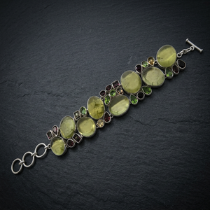 925 Silver Classic Charm <b>Beaded</b> Bracelet Women's Gift Natural Stone Gemstone Jewelry with Bezel Setting - Product Image 3