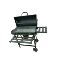 Barbecue au charbon de bois pliable multifonctionnel de style américain pour l'extérieur, résistant au vent, avec finition thermolaquée