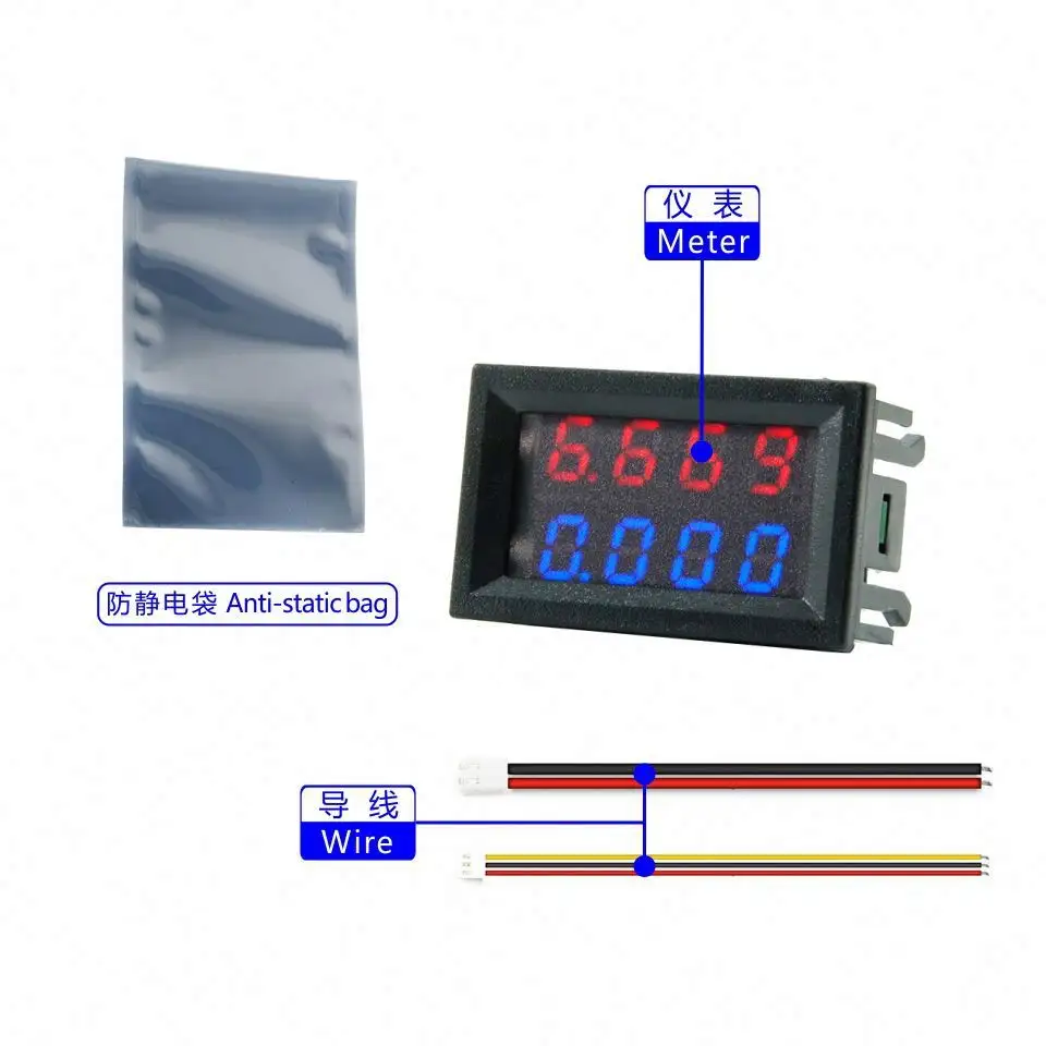 DC 100V 10A Voltmeter Ammeter Blue + Red LED Amp Dual Digital Volt Meter Gauge