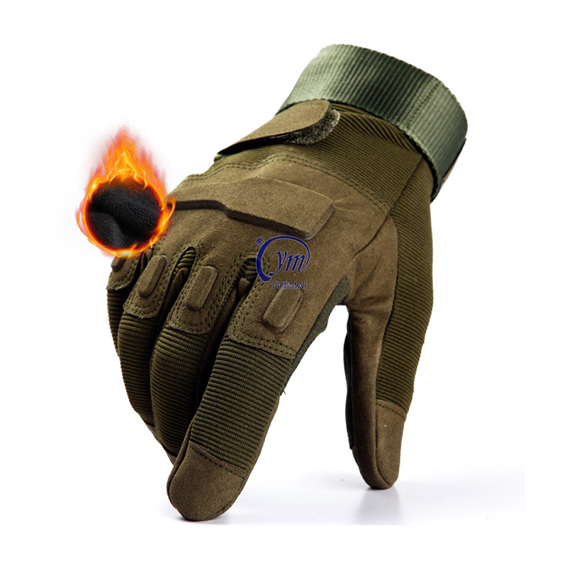 Флисовые теплые Нескользящие износостойкие зимние тактические перчатки YUEMAI на весь палец