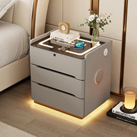 Table de chevet flottante avec lumière inductive Table de chevet intelligente verrouillable moderne Design simple Table de chevet rechargeable à trois tiroirs