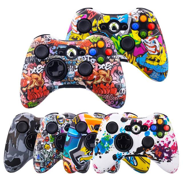 Colorful Silicone Protective Cover case for Xbox 360 Game Console Controller Water Transfer Printing Soft Rubber Cover Shell