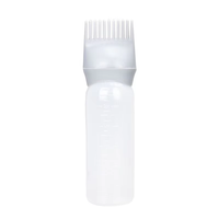 Bouteilles en plastique transparentes vides personnalisées pour salon, pour huile capillaire, flacon applicateur de teinture capillaire avec brosse peigne
