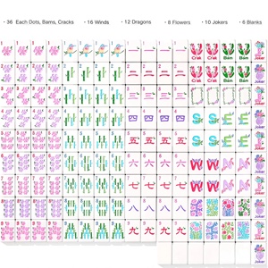 Set di Mahjong Americano OMM in Acrilico, Design Miss Darling Rosa Floreale, Ecologico, Portatile, Premium per Bambini, per Casa - Product Image 5