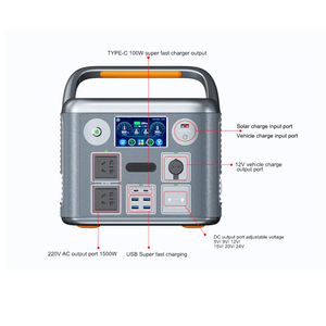 สถานีไฟฟ้าพกพา Lifepo4 1280wh สำหรับตั้งแคมป์กลางแจ้ง พาวเวอร์แบงค์ 1500w เครื่องกำเนิดไฟฟ้าพลังงานแสงอาทิตย์ 1kW 1.5kW - Product Image 5