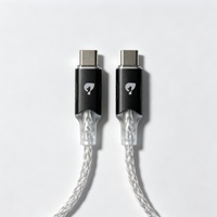 Kabel USB C ke C Serat Karbon Paduan Seng 100W Berlapis Perak Anti-Lentur 10000 Kali Lipat PD Pengisian Cepat Warna-warni