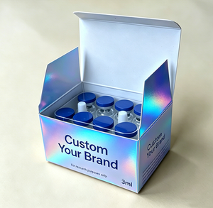 Custom Folding Carton Single Peptide 3ml 10ml Vial Boxes case <strong>Silver</strong> Stamping 3ml Peptide Vial Packaging <strong>Box</strong> with Plastic Tray - Product Image 5