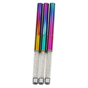Pinceau ultra-fin pour nail art 7mm 9mm 11mm, stylo plat en nylon pour dessin, manche en strass, outil de manucure pour salon, peinture au gel - Product Image 4