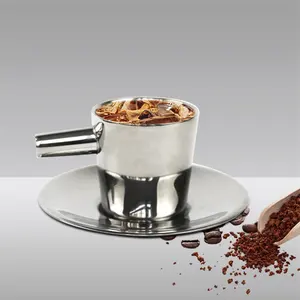 새로운 2024 멋진 맞춤형 아라비안 브랜드 차 커피 컵 세트 스테인레스 스틸 이중 벽 머그 우유 찻잔 접시