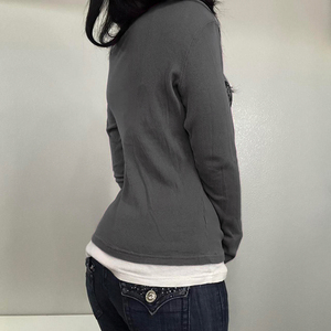 Conjunto de Dos Piezas de Punto con Estampado Floral Y2K, Ajustado, de Manga Larga, Ecológico, Transpirable, Sexy, Moderno para Mujer - Product Image 5