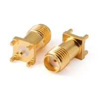 Conector SMA Hembra Recto para PCB, Vertical, de Montaje en Placa, Patas Cortas, Chapado en Oro, Adaptador RF de Latón