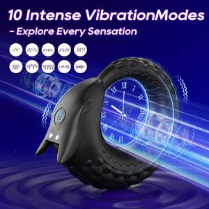 Anneau de retardement d'éjaculation Dragon Scale entièrement recouvert de caoutchouc, rechargeable, vibrant, télécommande, étanche, 10 modes de vibration, double - Product Image 3