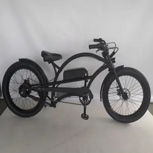 Yeni 24 "uzun çerçeve streç çerçeve 3.0 yağ lastik 750W 48V yetişkinler vintage plaj kruvazörü elektrikli motosiklet bisiklet