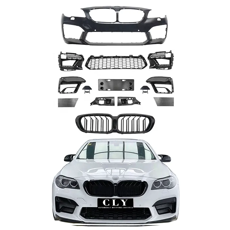 CLY автомобильные бамперы для 2010-2017 BMW 5 серии F10 F18 обновление 2021 M5 комплекты кузова с сиамской большой решеткой