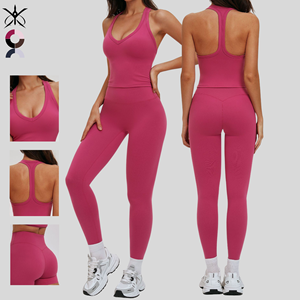 Ensemble de yoga ajouré tendance, respirant, pantalon taille haute moulant, vêtements de fitness polyvalents, ensemble de sport de course à séchage rapide - Product Image 1