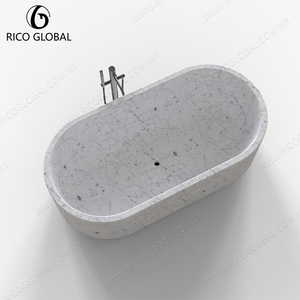 Bañera Independiente de Mármol Blanco Carrara de Diseño Moderno y Lujo, Precio de Fábrica OEM BT-130A-CARA - Product Image 3
