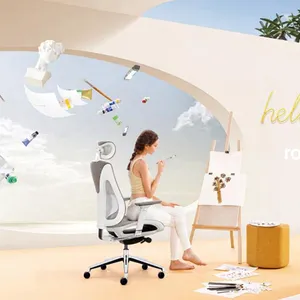 Foshan youjing 제조업체 공급 하이 백 풀 메쉬 인체 공학적 사무실 의자 머리 받침 회색 프레임 및 메쉬 책상 의자