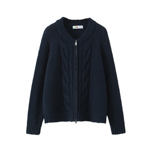 Cardigan en tricot torsadé Happy Plus en rotin pour femme, grande taille, style universitaire britannique, fausse laine d'alpaga, épaisseur moyenne, automne-hiver - Product Image 2