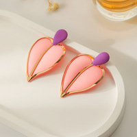 Nouvelles Boucles d'Oreilles Pendantes Cœur Exagéré Personnalisées et Élégantes, Colorées, Double Couche, Clous d'Oreilles Cœur pour Femme
