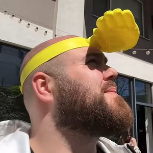 Chapeau de soleil rouge vif en forme de main, protection UV de taille palme jaune, visière d'été pour l'extérieur - Product Image 2