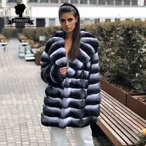 2023 Mujeres Nuevo abrigo de piel de conejo Rex de Chinchilla Real chaqueta de invierno con cuello levantado abrigo de piel Real ropa exterior de conejo Rex de piel de lujo