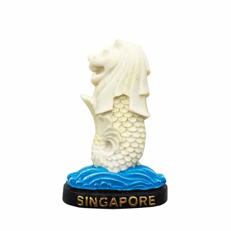 Air Mancur Merlion Singapura Souvenir Turis Kustom Murah Magnet Kulkas Resin 3D untuk Promosi Magnet Kulkas Kayu