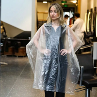 Haute qualité Transparent barbier tablier coupe de cheveux bavoir Pe shampooing Capes jetables Salon de coiffure tablier femmes styliste Salon tabliers