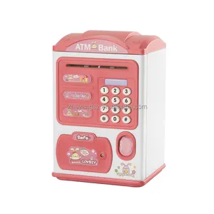 Wholesale piggy banks password-Hot ATM saving money cartoon auto roll money light music fingerprint unlock electronic piggy banks kids piggy bank for kids